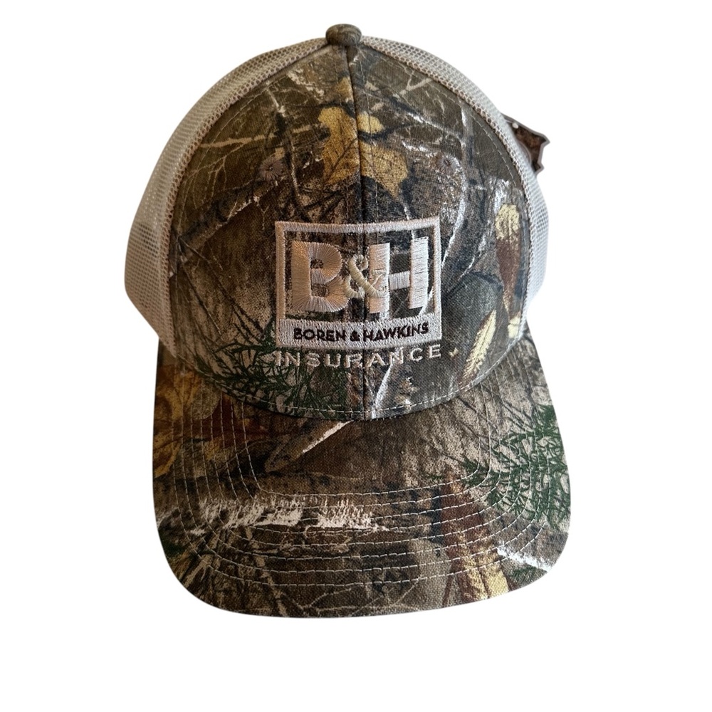 Outdoors Truckers Hat with Boren & Hawkins Insurance Logo. Realtree SnapBack NWT